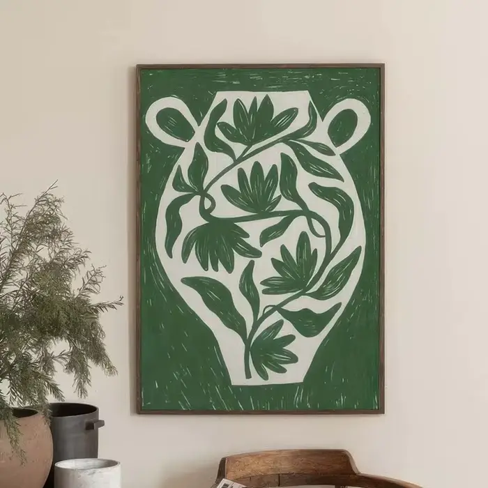 Vase botanique vert La Mela Van Gogh, peinture sur toile abstraite, affiches et images imprimées pour décoration de salon