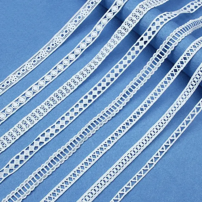 Rubans d'habillage en dentelle brodée en coton blanc de haute qualité, 5Yards, tissu, matériaux arti