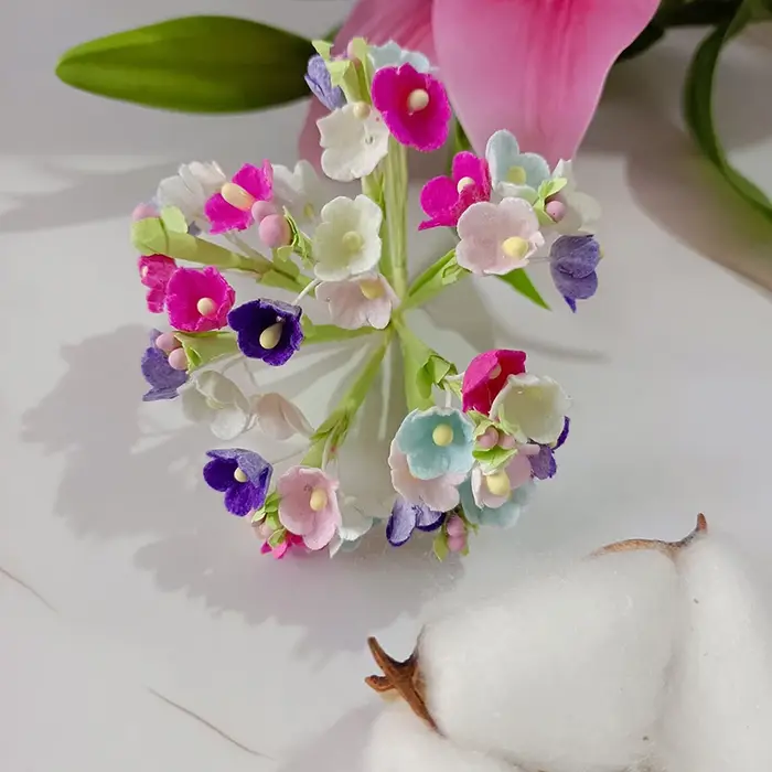 8 pièces / 40 têtes de mini fleurs en papier de 1 cm