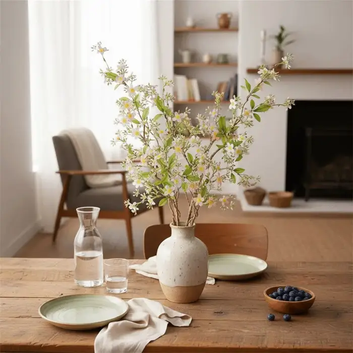 Petites Branches de Chrysanthèmes Sauvages Artificiels Réalistes en Soie Écologique