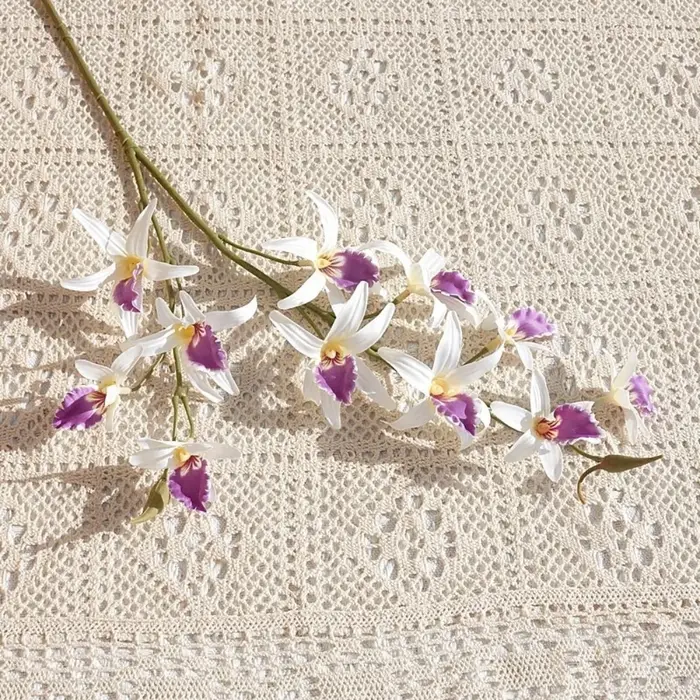 2 Branches d'Orchidées Artificielles Dendrobium Réalistes au Toucher Naturel