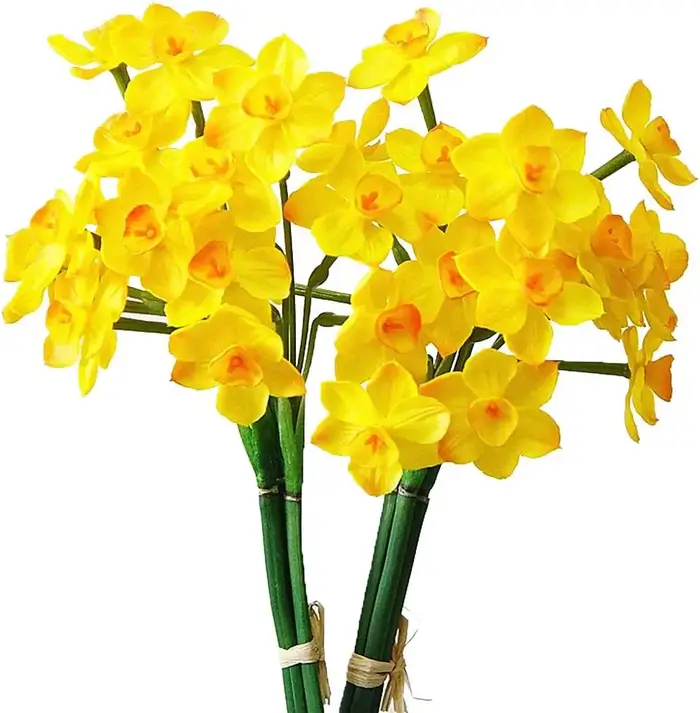 Bouquet de fleurs en Latex, 2 bouquets de jonquilles artificielles, pour la maison, le jardin, la dé