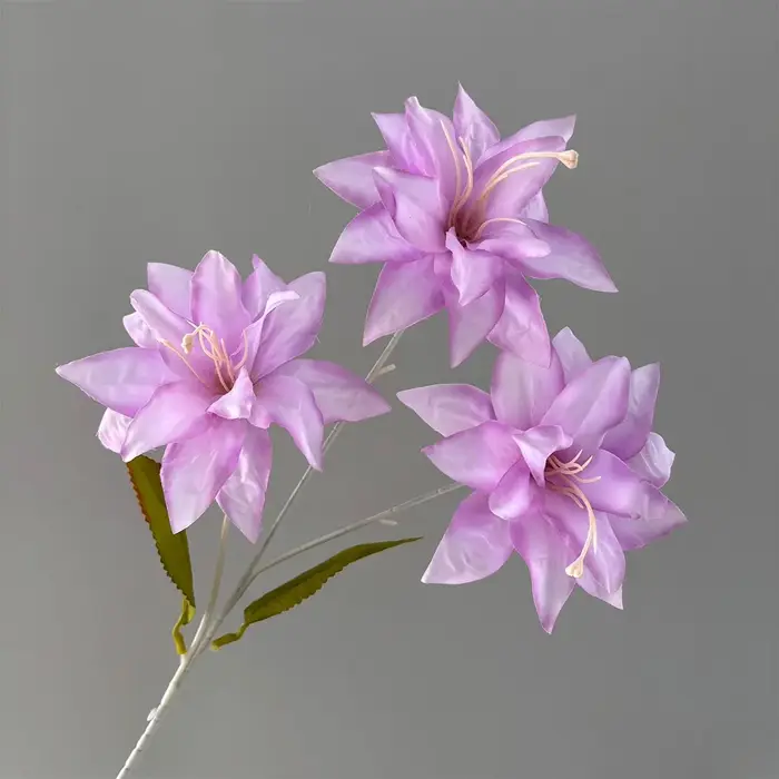 Branche de fleurs artificielles à 3 têtes, plantes vertes, branche de fleurs en soie au toucher réel
