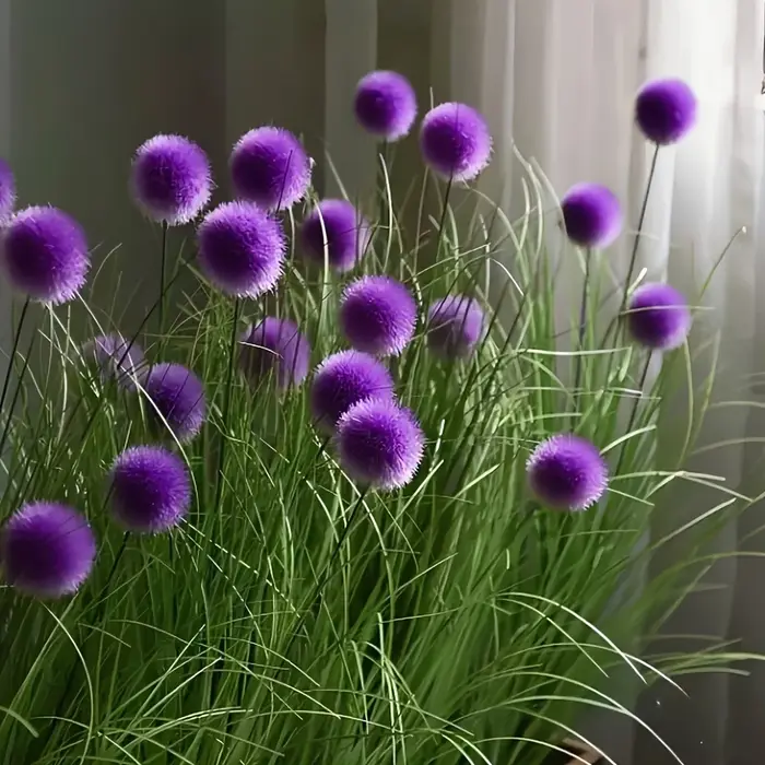 5 plantes artificielles en forme d'herbe bulbeuse violette