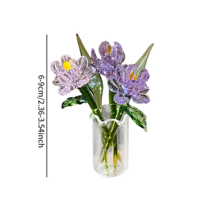 Figurine de fleurs en verre avec Vase