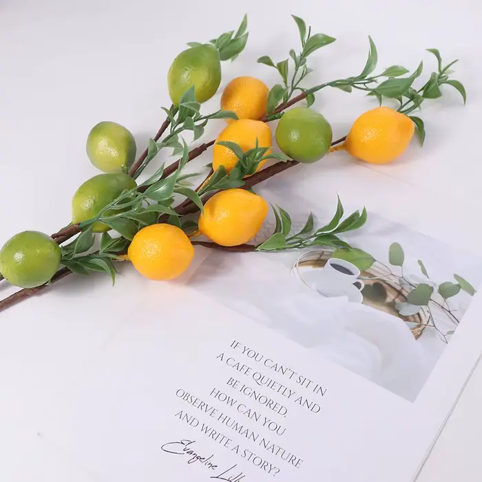 Branche de citron artificielle en plastique