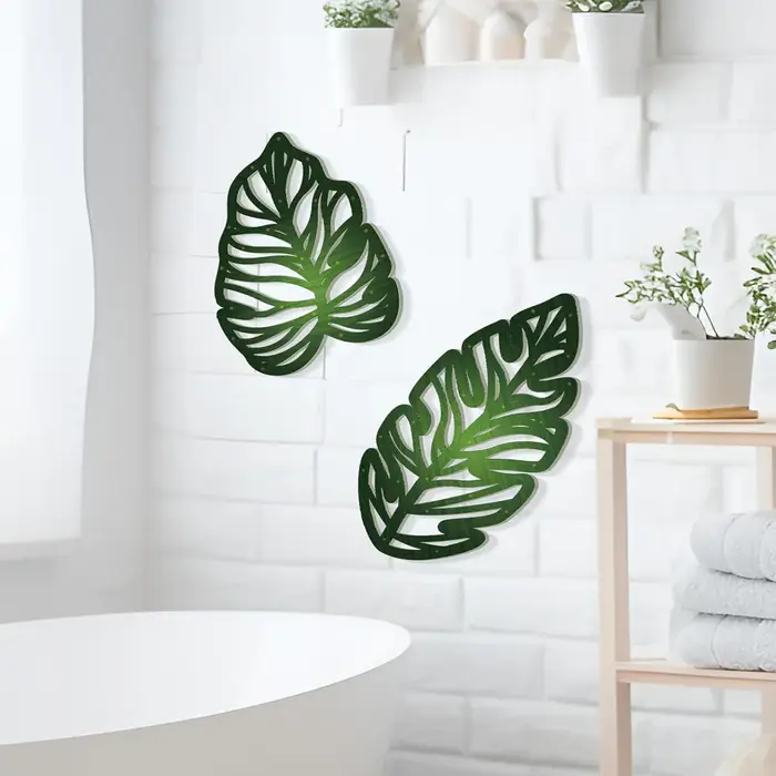 Feuilles de palmier en bois, 3 pièces, bricolage, Art mural, feuilles vertes Vintage, décor de plante, Accents suspendus pour la maison, la salle de bain et le bureau