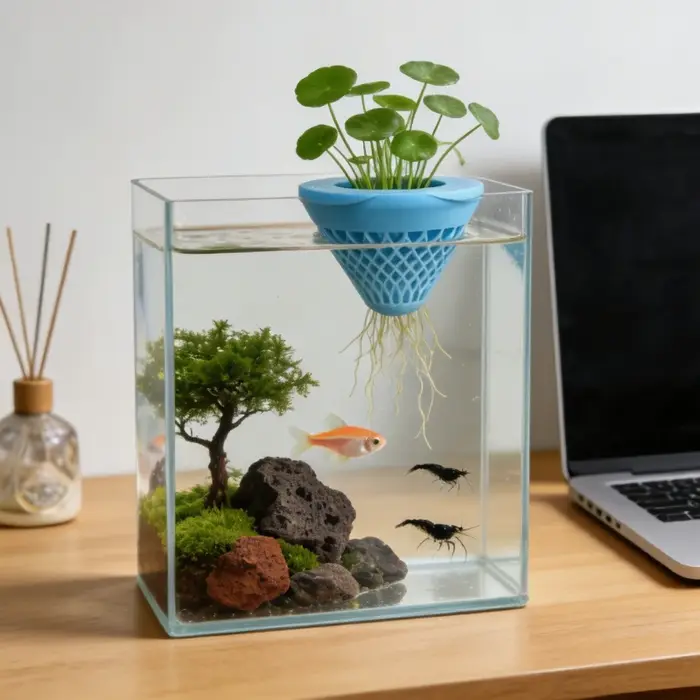 Pot de fleurs flottant hydroponique, décoration de paysage d'aquarium, mini-plante aquatique, planteur, accessoires aquatiques pour aquarium