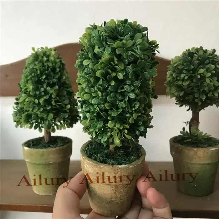 Bonsaï artificiel de 15 cm de haut, plante verte simulée en pot, petit arbre, décoration de bureau, séparateur de fenêtre, idée cadeau de Noël