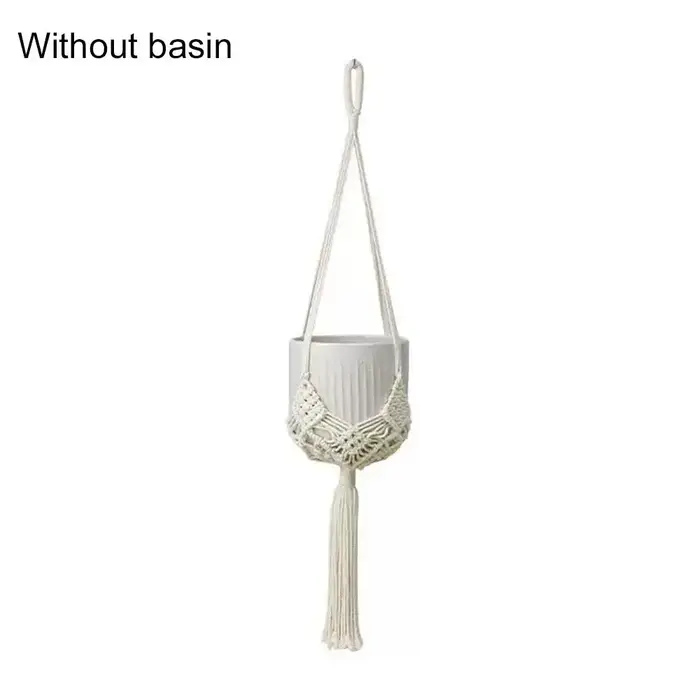 Porte-plante en macramé fait main en corde de coton, panier suspendu style bohème, support pour plan