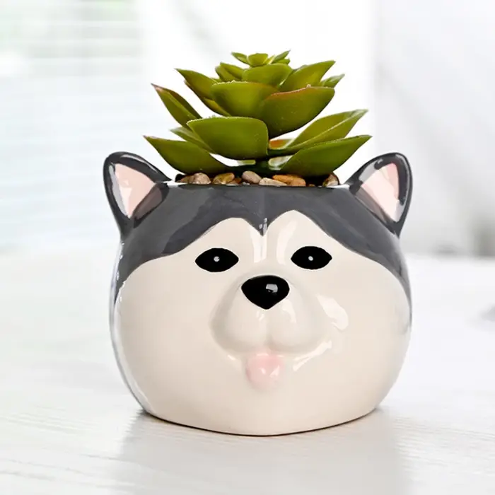 Pot de fleur succulente en céramique, chiot mignon, décoration de maison, ornement de bureau, Pot de plante animale, salon, jardin, bureau, décoration de Table