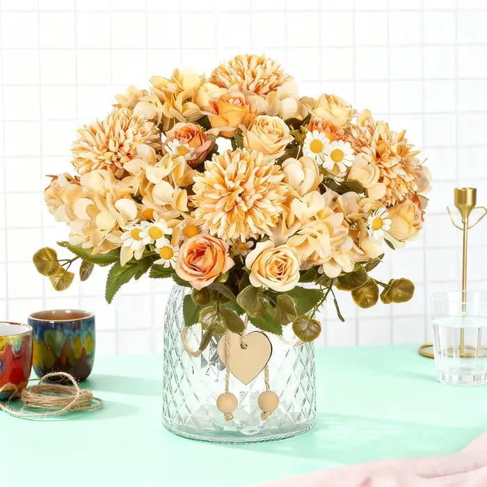 Fleurs Artificielles Camomille – Combinaison pour Décoration de Table Maison