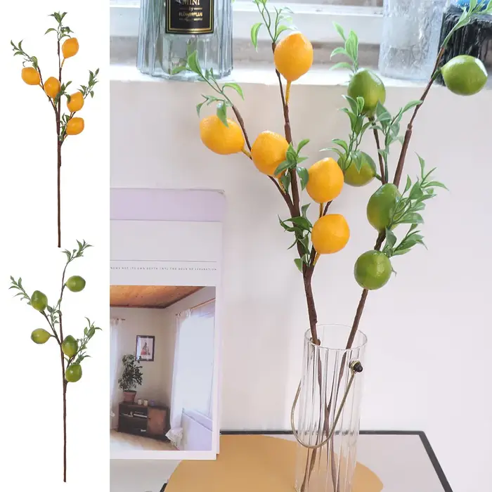 Branche de citron artificielle en plastique, plantes vertes, Simulation réaliste, arbre fruitier, fa