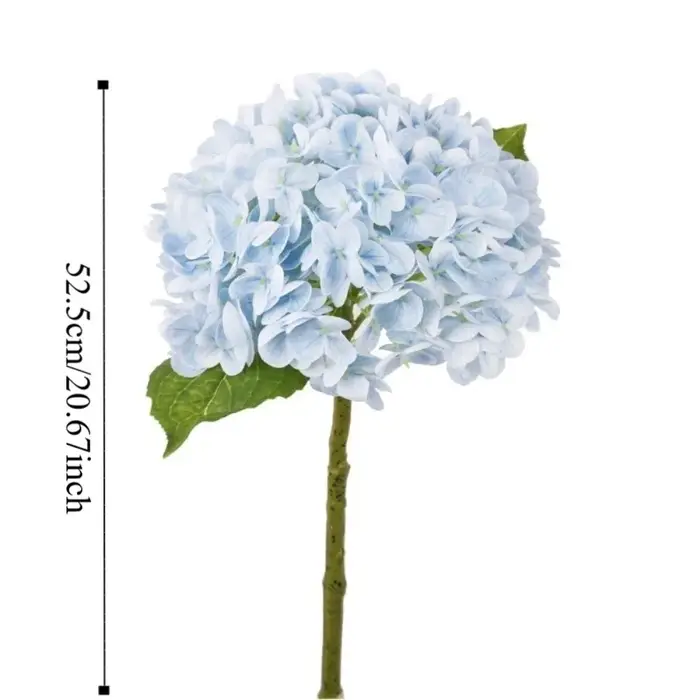 Hydrangea Macrophylla artificielle, fleur d'hortensia, feuille verte, branche de fleur artificielle faite à la main, fleur artificielle au toucher réel