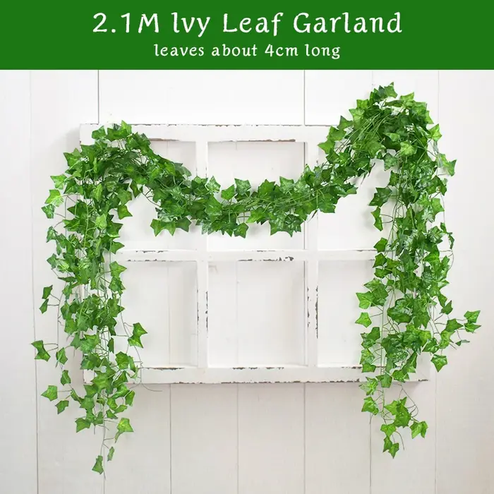 Guirlande de feuilles de lierre vert artificielles de 2.1M
