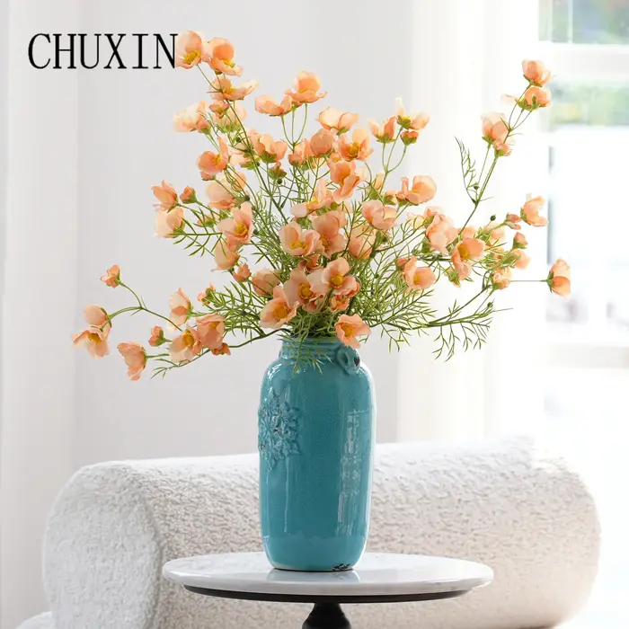 Branche de fleur artificielle de pavot Orange C2024