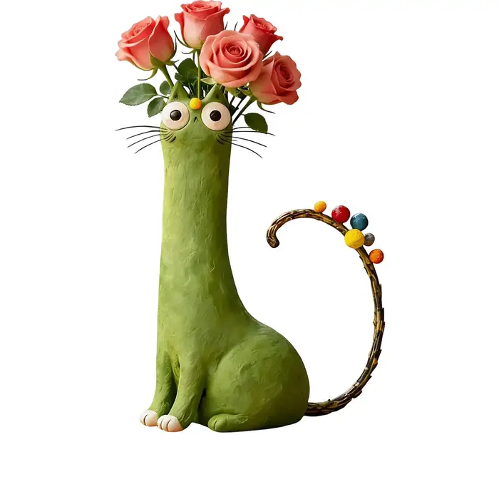 Vase à fleurs amusant et mignon en forme de chat