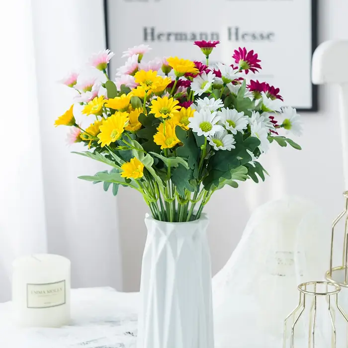 Bouquet de marguerites en soie artificielle à 21 têtes