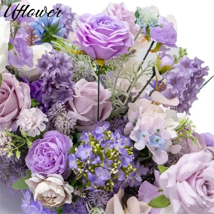 Uflower 200 cm luxe Rose fleur artificielle rangée Table pièce maîtresse mariage toile de fond fleurs mur Arches décor fête scène florale
