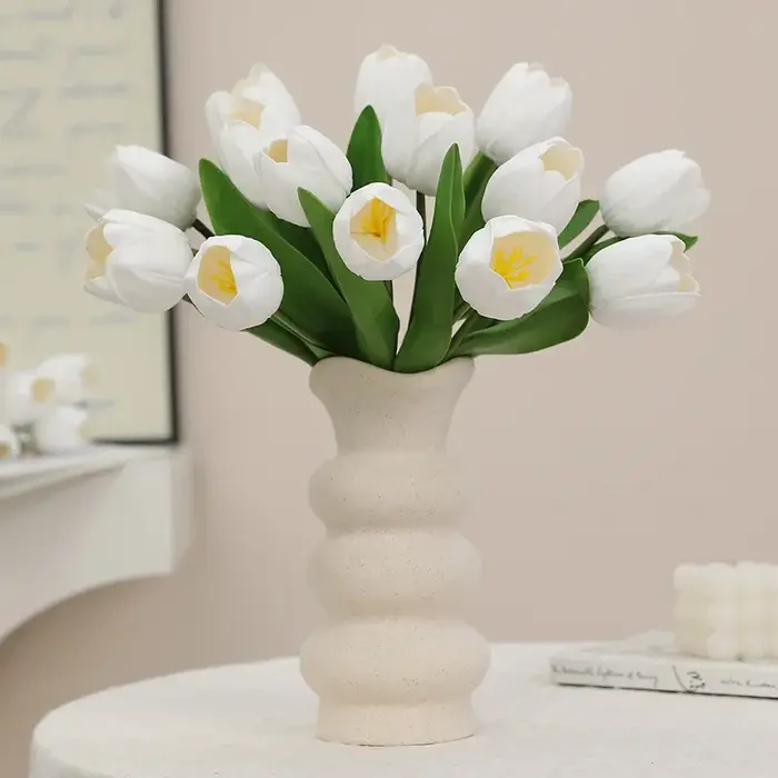Bouquet de tulipes artificielles jaunes en PU
