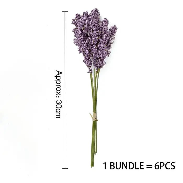 6 pièces vanille artificielle Mini mousse baies Spike fleurs artificielles Bouquet pour la décoration intérieure plante