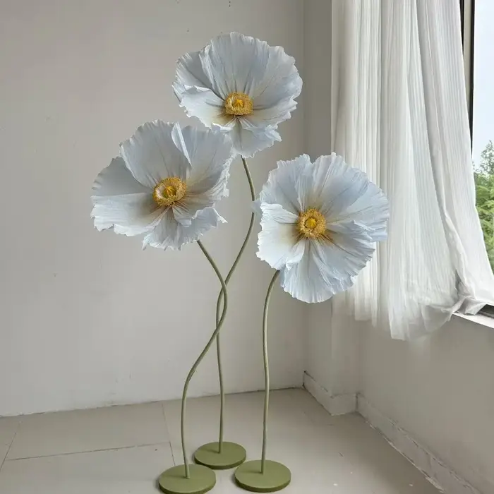 Ensemble de 3 fleurs de sol de Simulation de pavot