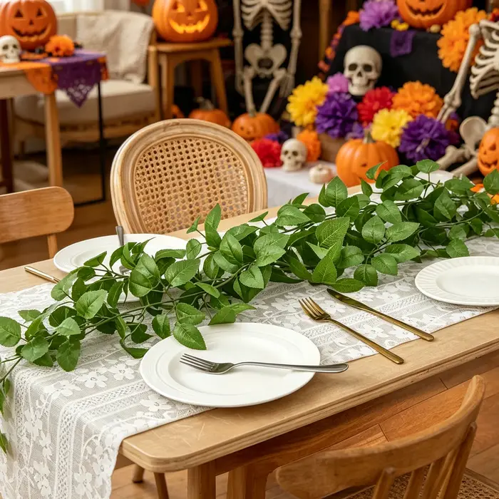 Plantes artificielles Feuilles Vigne Rotin Halloween Jour De Noël Des Morts Mariage Maison Decora Jardin En Plein Air Cour Arche BRICOLAGE Cadeaux