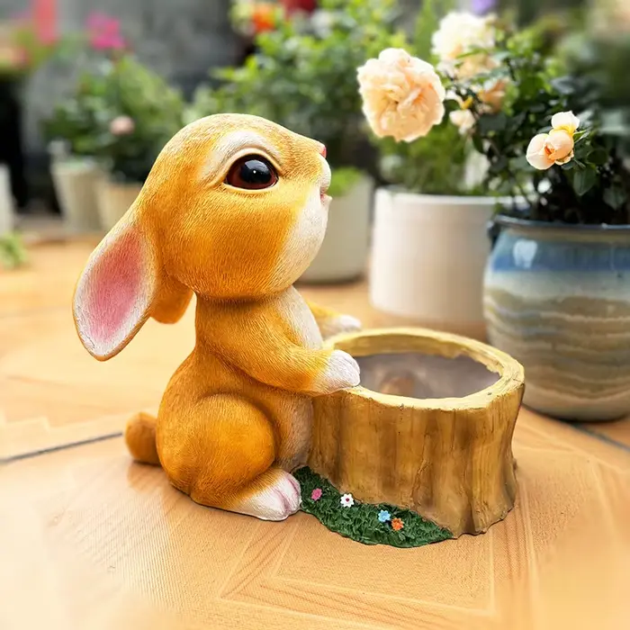 1 pièce Pot de fleurs lapin adorable en résine