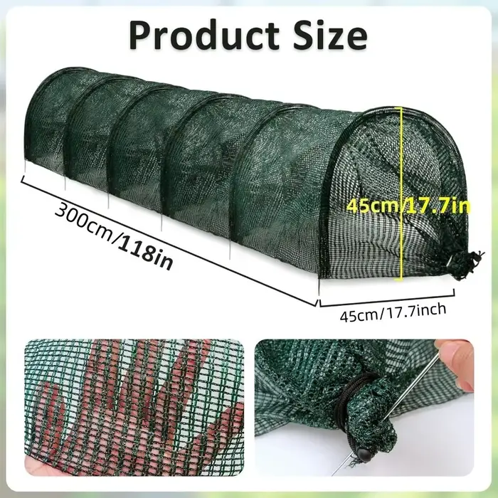 Serre tunnel pliable verte avec protection UV en maille verte