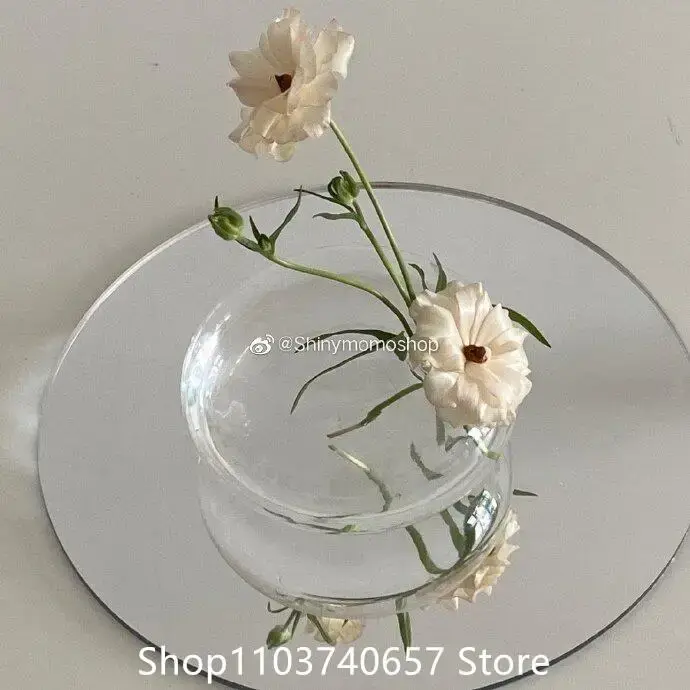 Vase en verre plat transparent de style français