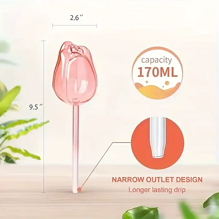3 boules d'irrigation en forme de tulipe avec un design à embout étroit pour prolonger le temps
