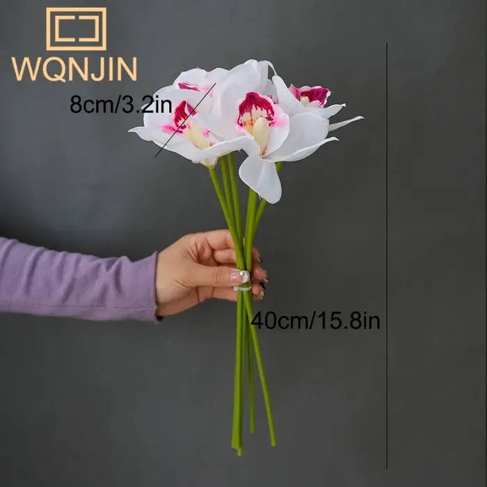 1 Bouquet, Bouquets d'orchidées artificielles à 6 têtes