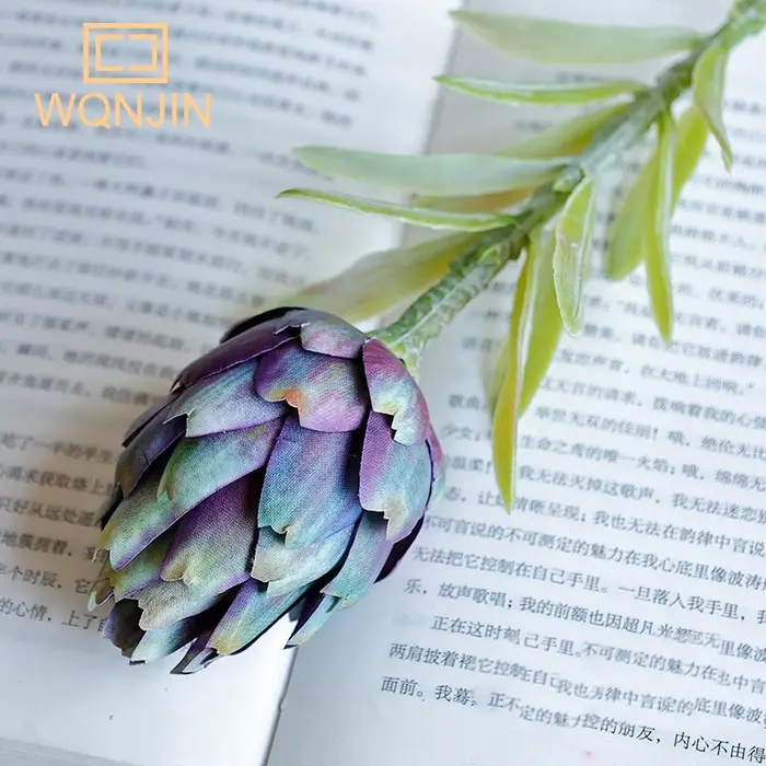 1 pièce, fausse fleur décoration ornements branche unique chardon fruit roi fleur en plastique fleur