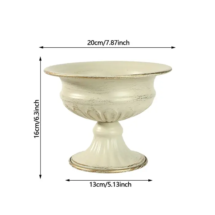 Pot de fleurs vintage en métal blanc