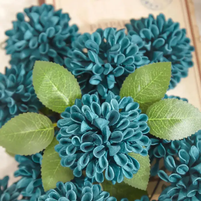 Rose artificielle et Dahlia bleu sarcelle foncé