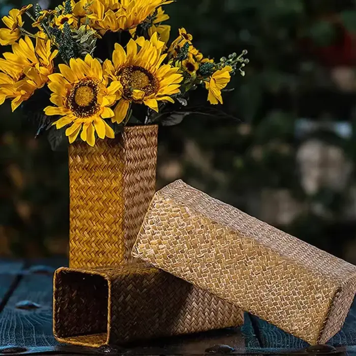 Vase à fleurs tissé à la main