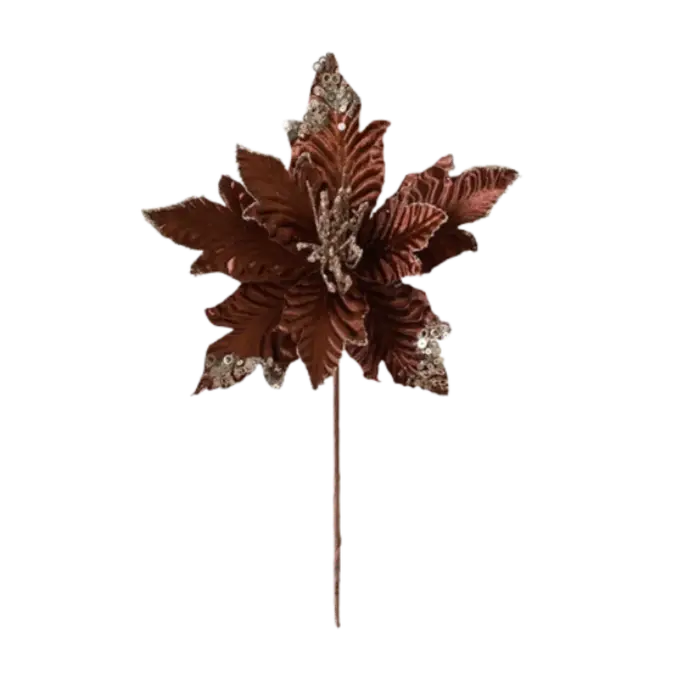 Poinsettia de noël à paillettes, 25cm, grande fleur artificielle floquée, paillettes réalistes, orne