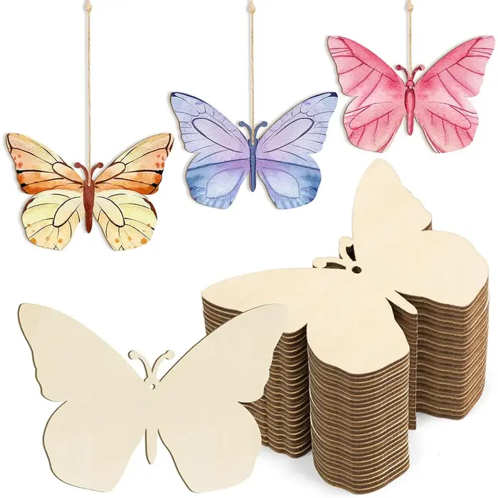 Ornements de fleurs en bois, tranches de bois inachevées avec trou, ornements suspendus de noël vier