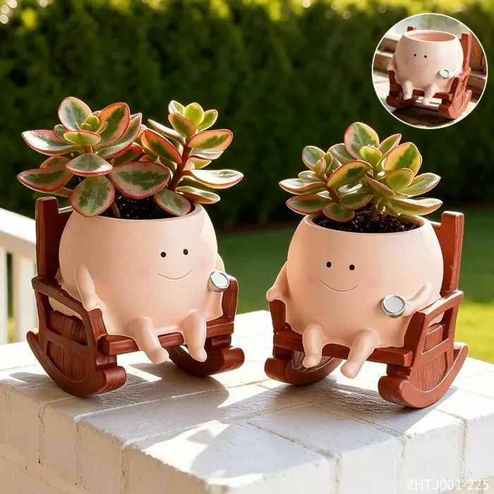 Pot de fleurs élégant en résine en forme de fantôme souriant