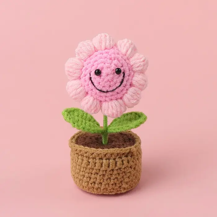 Crochet tournesols en Pot mignon tricot Pot de fleur Pot