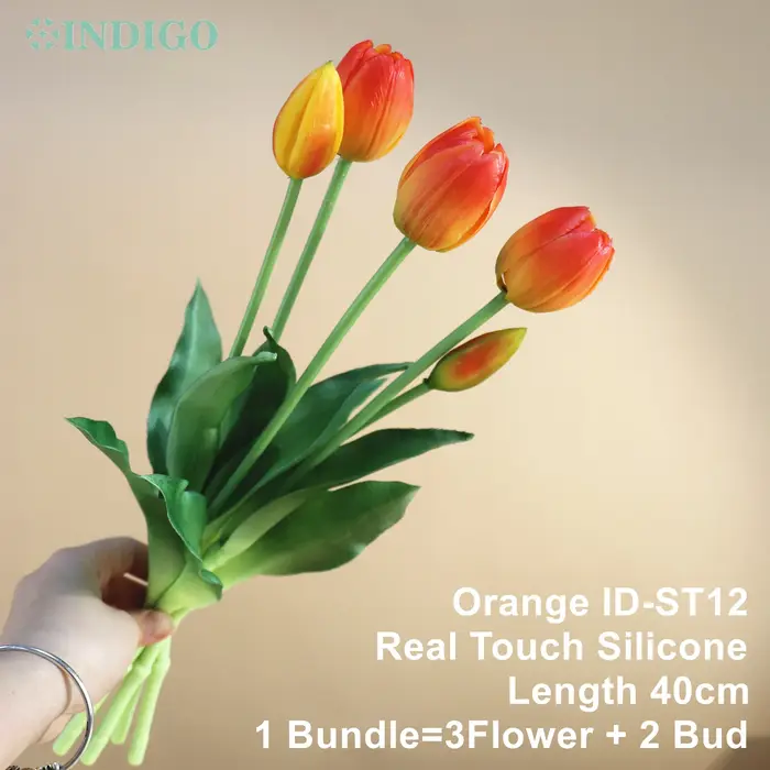 Bouquet de tulipes rouges (3 fleurs + 2 bourgeons)