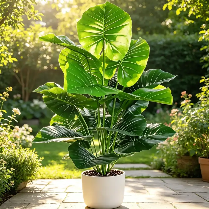 Plante Alocasia à feuilles rondes effet naturel 60-105 cm, Faux Arbre Taro Géant pour Décoration Int
