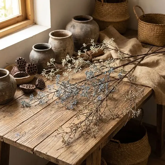 Branche d'eucalyptus artificielle faite à la main avec baies