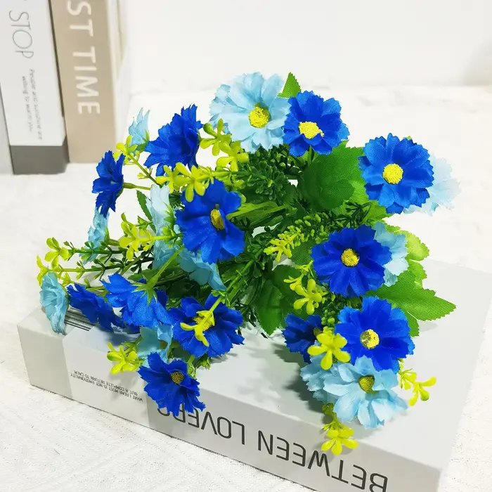 1 paquet de fleurs artificielles d'extérieur, plantes arbustes résistantes aux UV, fausses fleurs ve