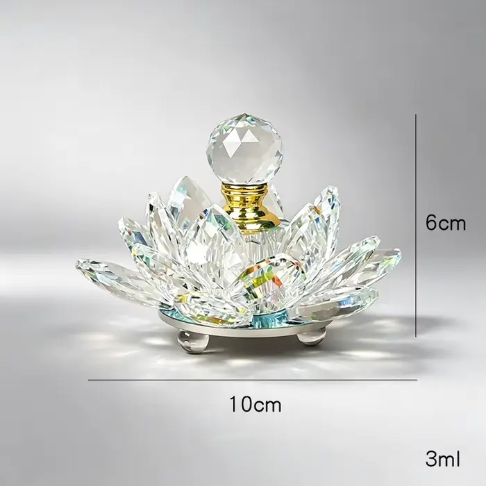 Flacon d'huile essentielle décoratif en cristal en forme de lotus