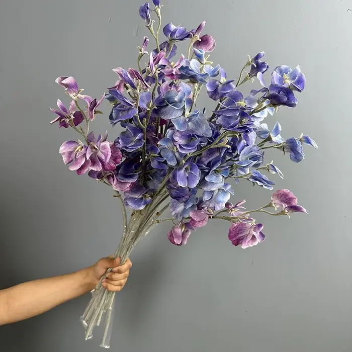 10 pièces de fausses fleurs de pois parfumées à toucher réel