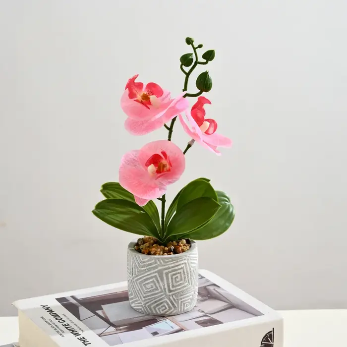 Créatif 3 fleurs et 3 feuilles Phalaenopsis bonsaï Simulation fleur