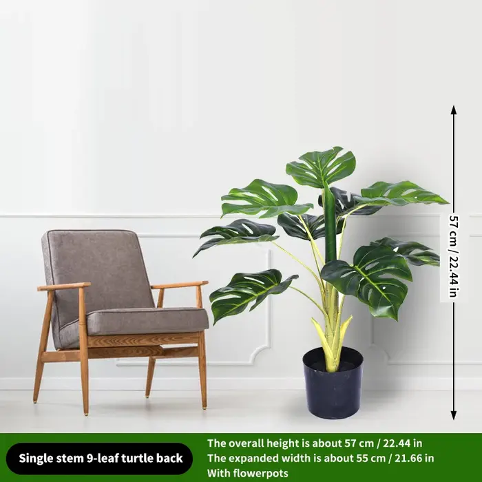 Grande tortue artificielle de palmier tropical, branche de plante de bambou, feuilles de tortue en p