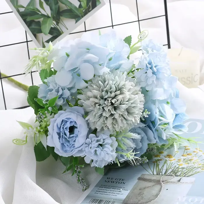 1 Bouquet de fleurs artificielles bleues