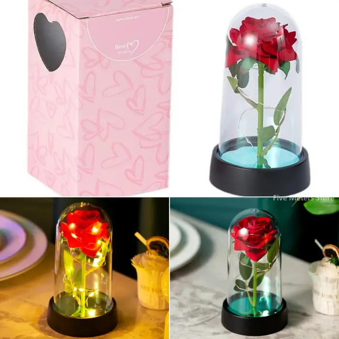 Mariage Led galaxie Rose fleur éternelle avec lumières en dôme pour toujours